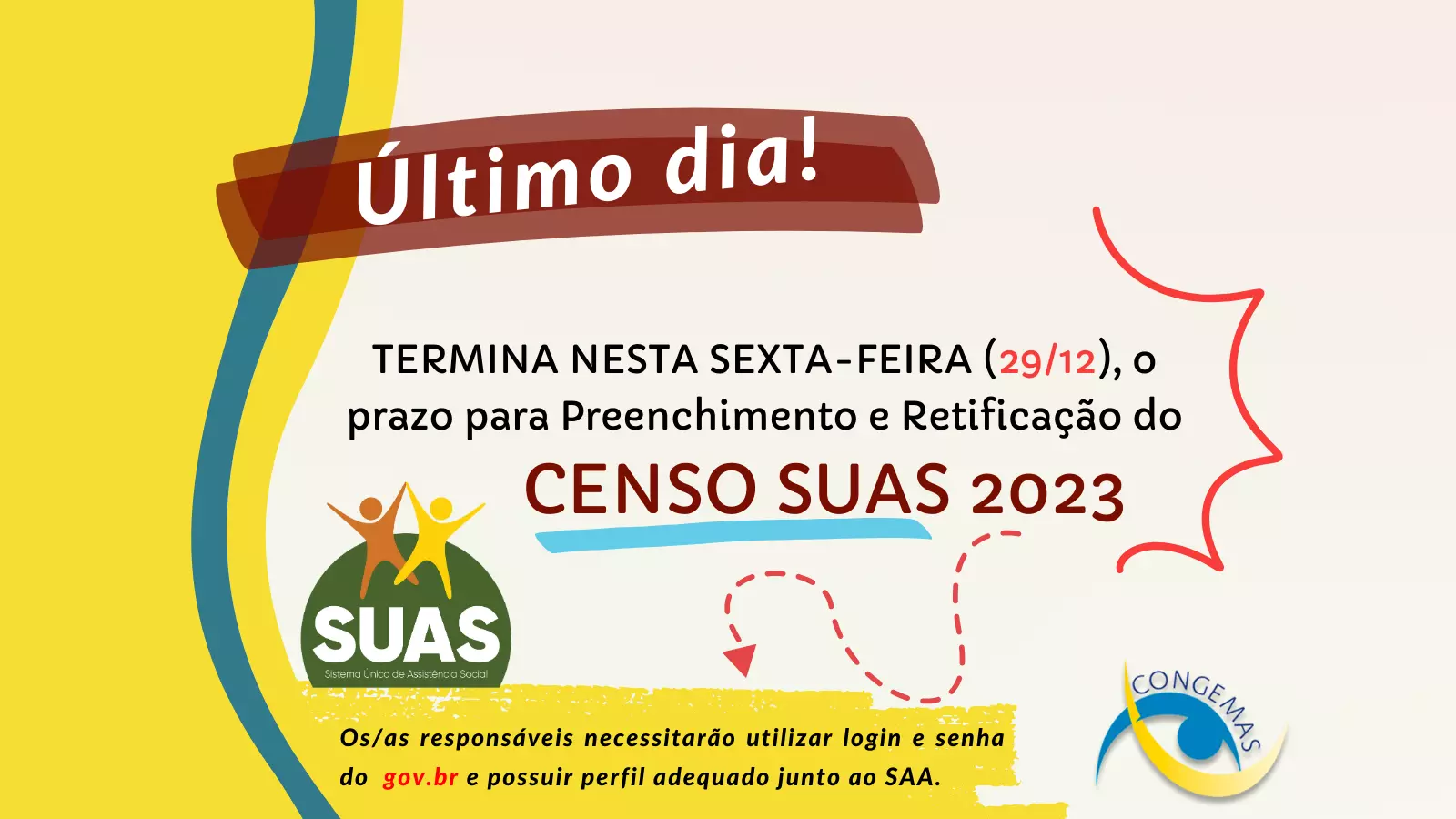 Censo SUAS 2023/ Prazo para preenchimento e retificação termina nesta sexta-feira (29/12)